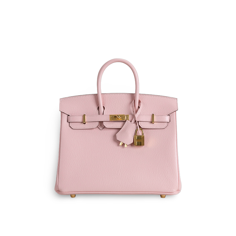 BIRKIN 25 CHEVRE LEATHER ROSE SAKURA WITH GOLD HARDWARE (GHW)