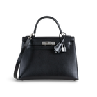 KELLY 28 BLACK BOX CALF LEATHER WITH PALLADIUM HARDWARE (PHW)