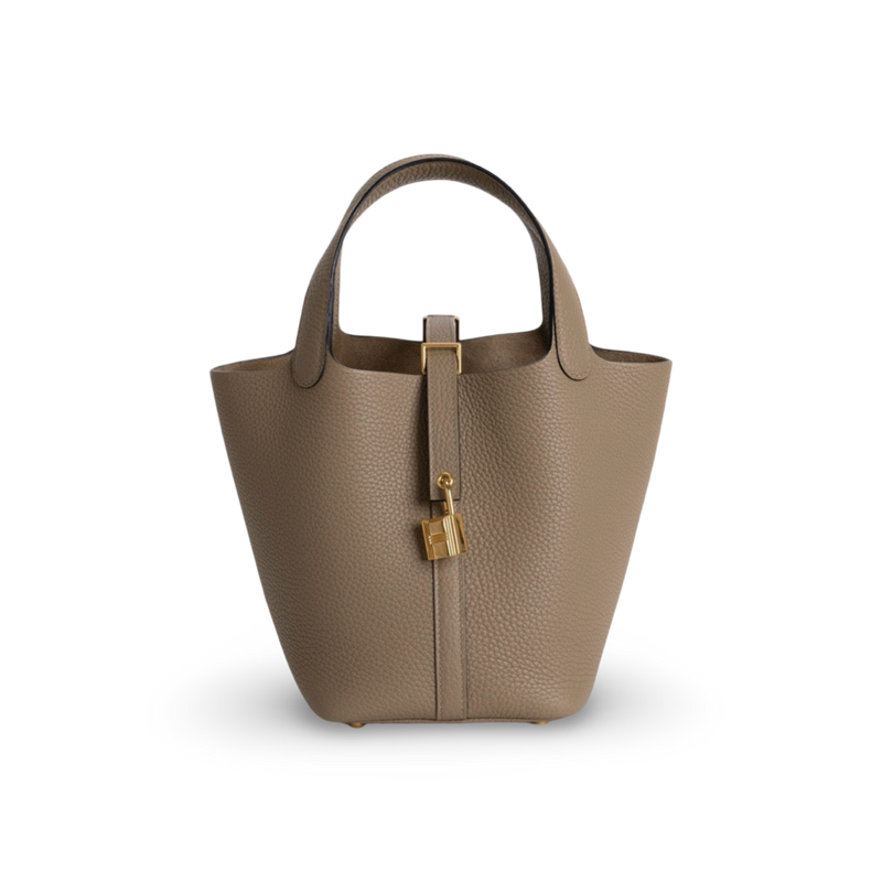 PICOTIN 18 LOCK CLEMENCE LEATHER BEIGE MARFA WITH GOLD HARDWARE (GHW)