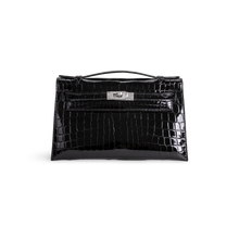 KELLY POCHETTE SHINY (LISSE) NILOTICUS CROCODILE LEATHER NOIR (BLACK) WITH PALLADIUM HARDWARE (PHW)