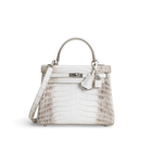 KELLY 25 NILOTICUS CROCODILE (MATTE) LEATHER HIMALAYA WITH PALLADIUM HARDWARE (PHW)