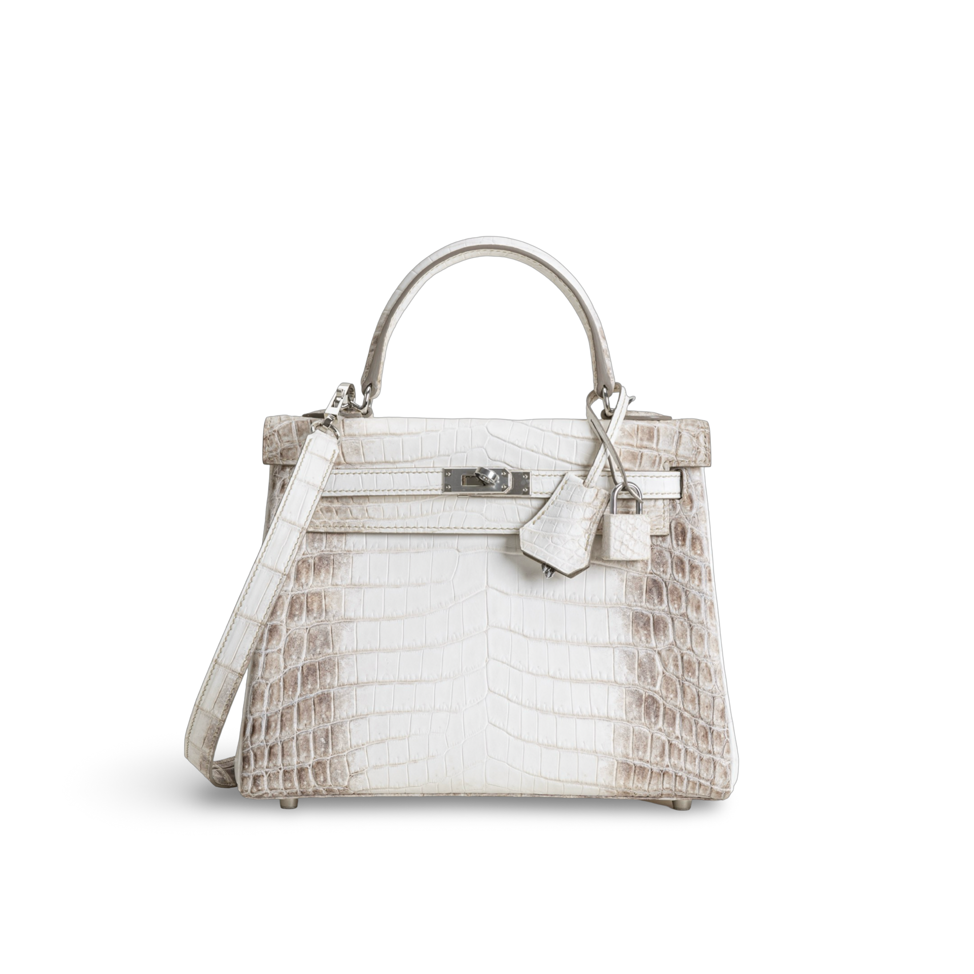 KELLY 25 NILOTICUS CROCODILE (MATTE) LEATHER HIMALAYA WITH PALLADIUM HARDWARE (PHW)