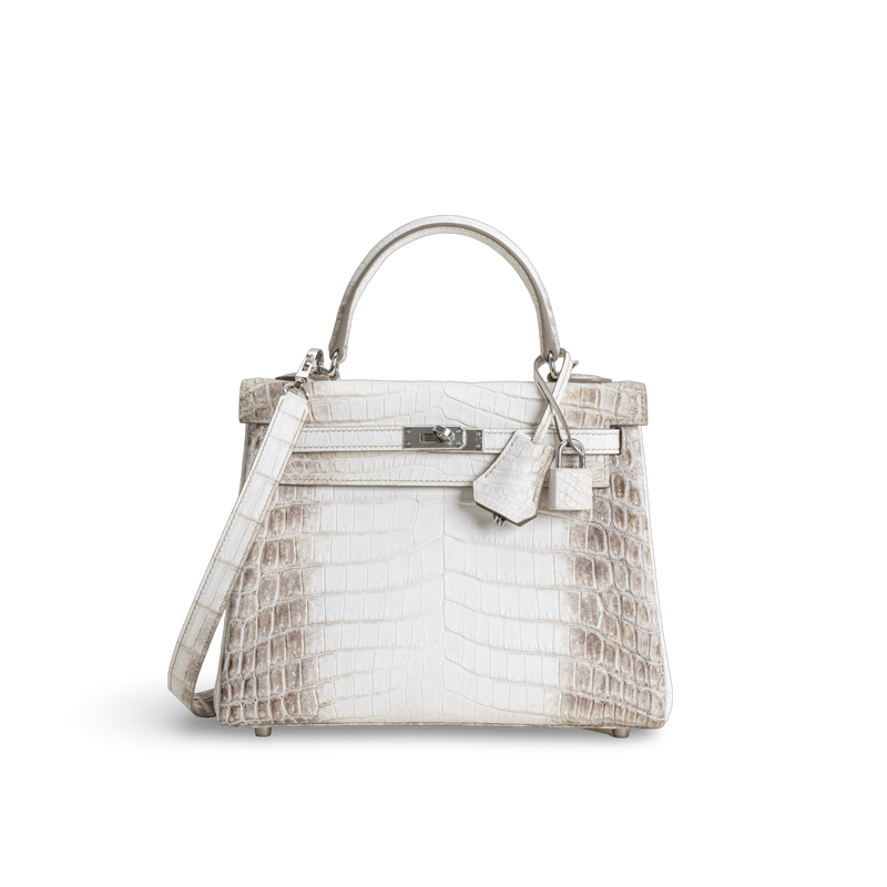 KELLY 25 NILOTICUS CROCODILE (MATTE) LEATHER HIMALAYA WITH PALLADIUM HARDWARE (PHW)