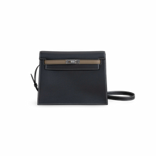 KELLY DANSE EVERCOLOR LEATHER HORSESHOE STAMP (HSS) BI-COLOR NOIR (BLACK) & ETOUPE WITH PALLADIUM HARDWARE (PHW)