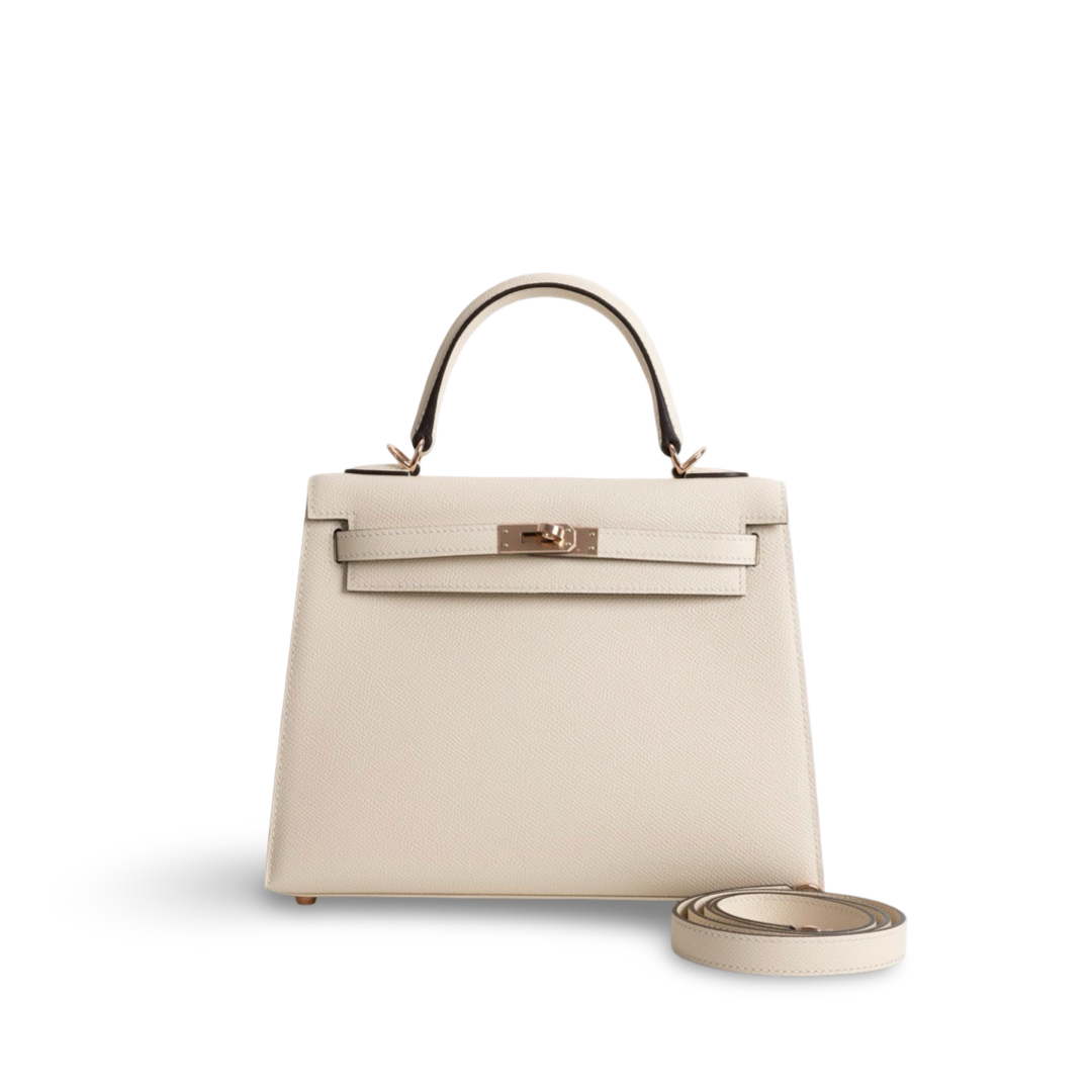 KELLY 25 EPSOM LEATHER NATA WITH ROSE GOLD HARDWARE (RGHW)