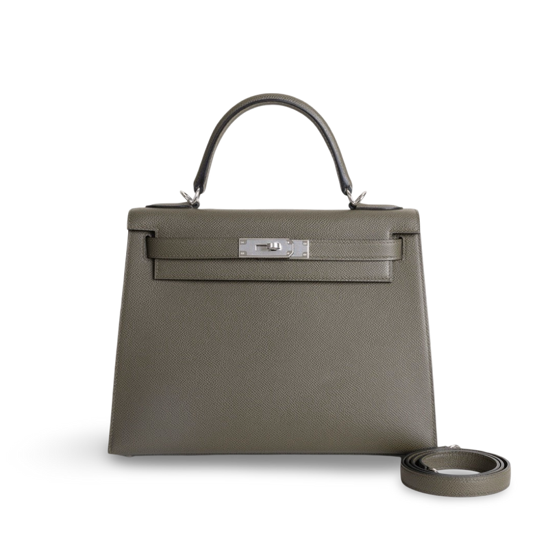 KELLY 28 EPSOM LEATHER VERT DE GRIS WITH PALLADIUM HARDWARE (PHW)