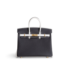 BIRKIN 25 TOGO LEATHER HORSESHOE STAMP (HSS) BI-COLOR NOIR (BLACK) & WHITE WITH GOLD HARDWARE (GHW)