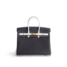BIRKIN 25 TOGO LEATHER HORSESHOE STAMP (HSS) BI-COLOR NOIR (BLACK) & WHITE WITH GOLD HARDWARE (GHW)