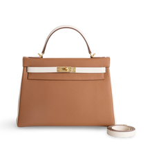 KELLY 32 TOGO LEATHER HORSESHOE STAMP (HSS) BI-COLOR GOLD & CRAIE WITH GOLD HARDWARE (GHW)