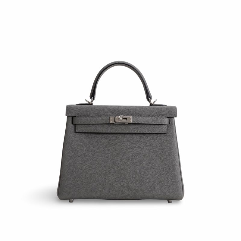 KELLY 25 TOGO LEATHER GRIS MEYER WITH PALLADIUM HARDWARE (PHW)