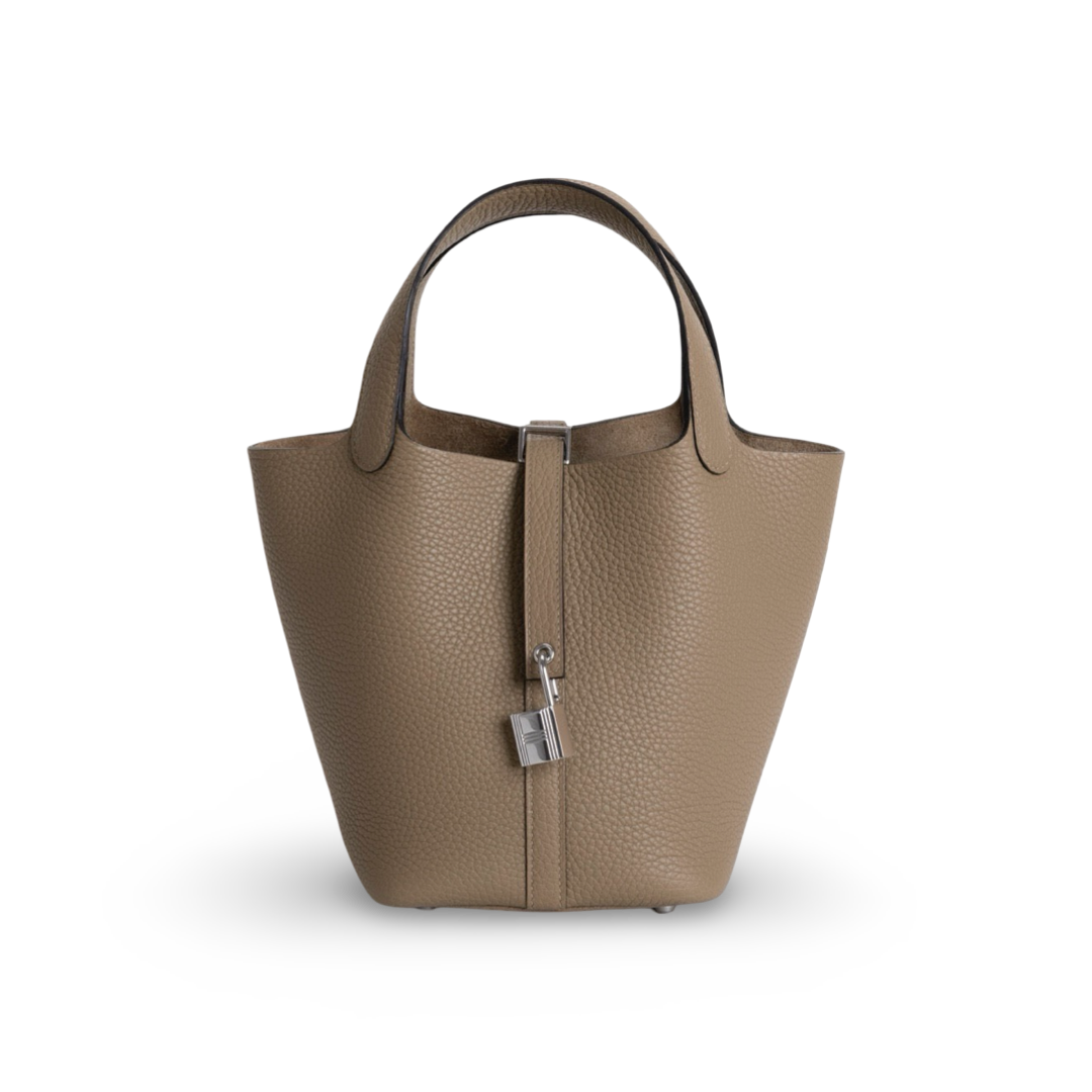 PICOTIN 18 LOCK CLEMENCE LEATHER BEIGE MARFA WITH PALLADIUM HARDWARE (PHW)