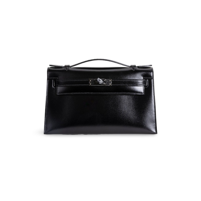 KELLY POCHETTE SO BLACK BOX CALF LEATHER WITH PVD BLACK HARDWARE (LIMITED)