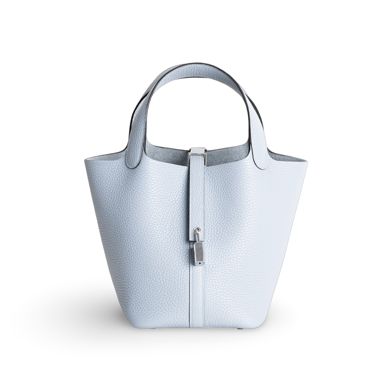 PICOTIN 18 LOCK CLEMENCE LEATHER BLEU PALE WITH PALLADIUM HARDWARE (PHW)