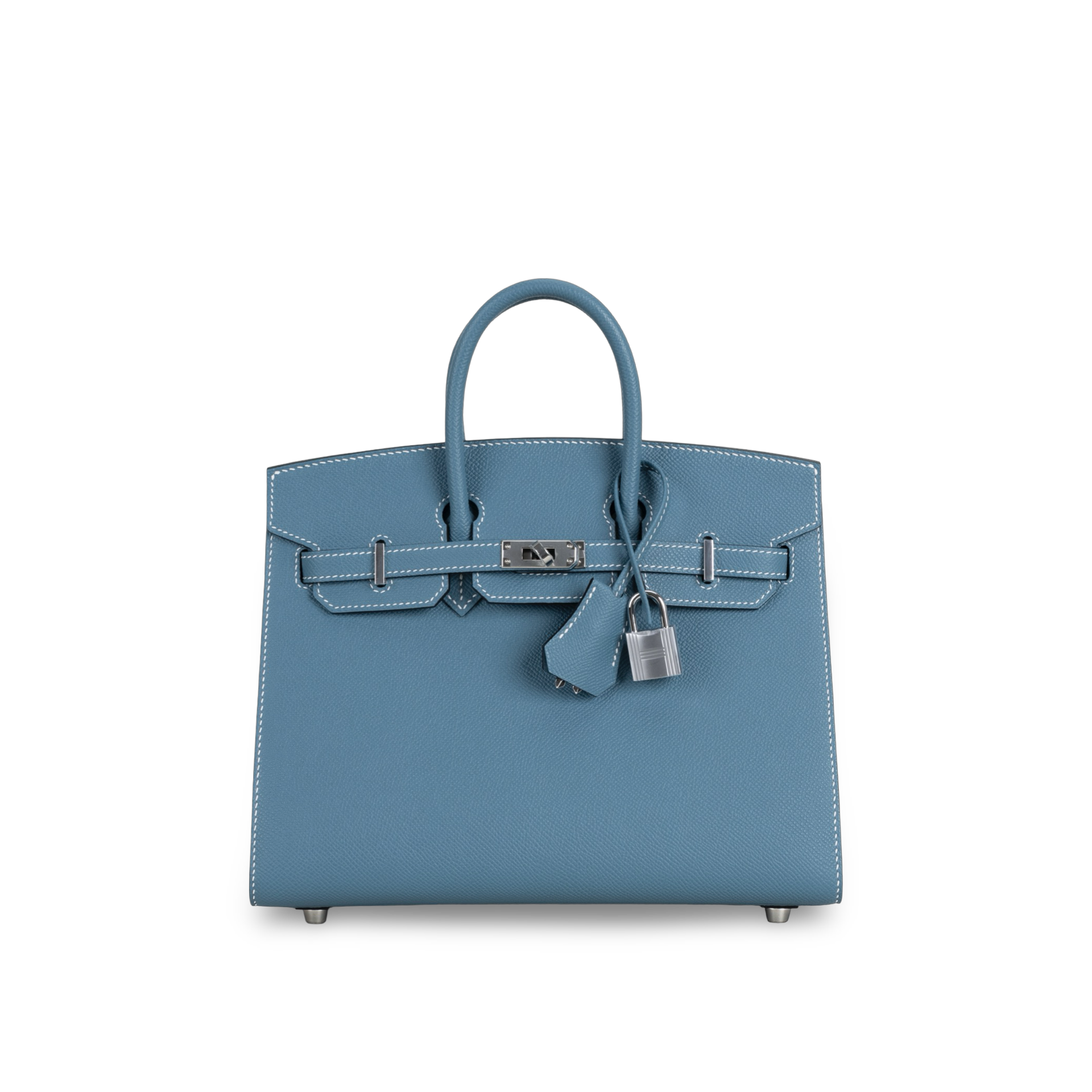 BIRKIN 25 (SELLIER SHAPE) EPSOM LEATHER BLEU JEAN WITH PALLADIUM HARDWARE (PHW)