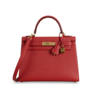 KELLY 28 EPSOM LEATHER ROUGE CASAQUE WITH GOLD HARDWARE (GHW)