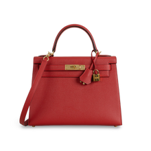 KELLY 28 EPSOM LEATHER ROUGE CASAQUE WITH GOLD HARDWARE (GHW)