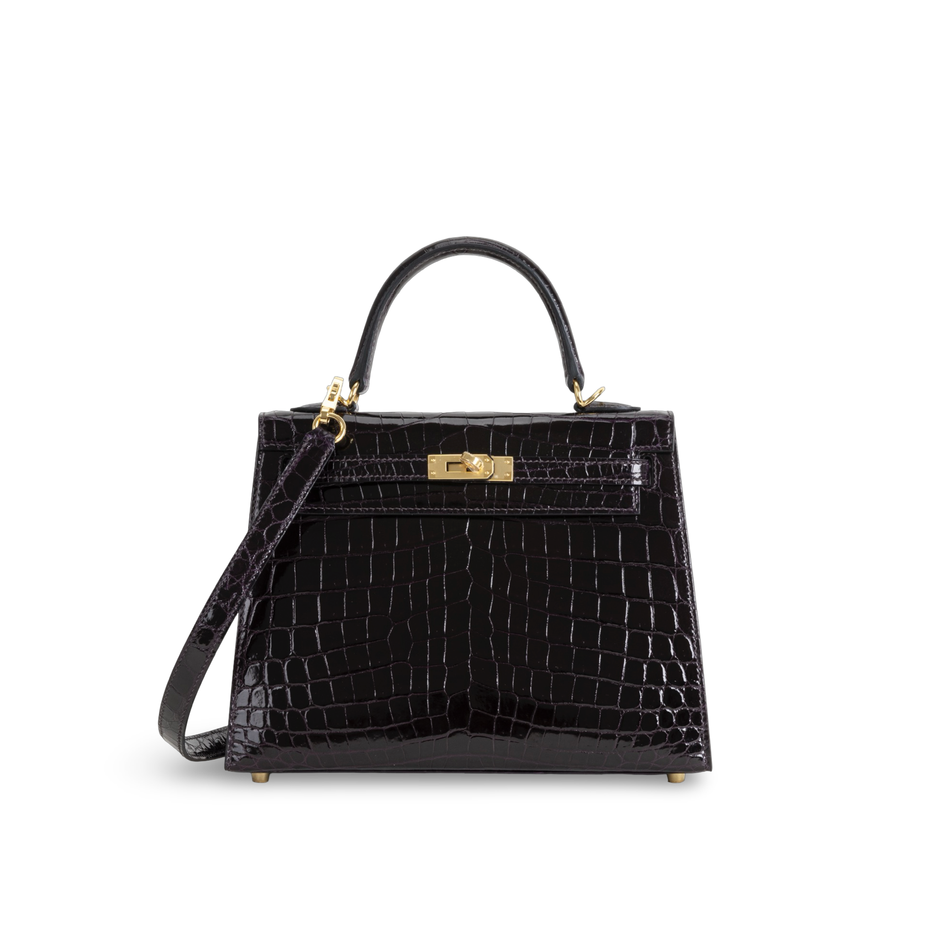 KELLY 25 SHINY (LISSE) NILOTICUS CROCODILE LEATHER CASSIS WITH GOLD HARDWARE (GHW)