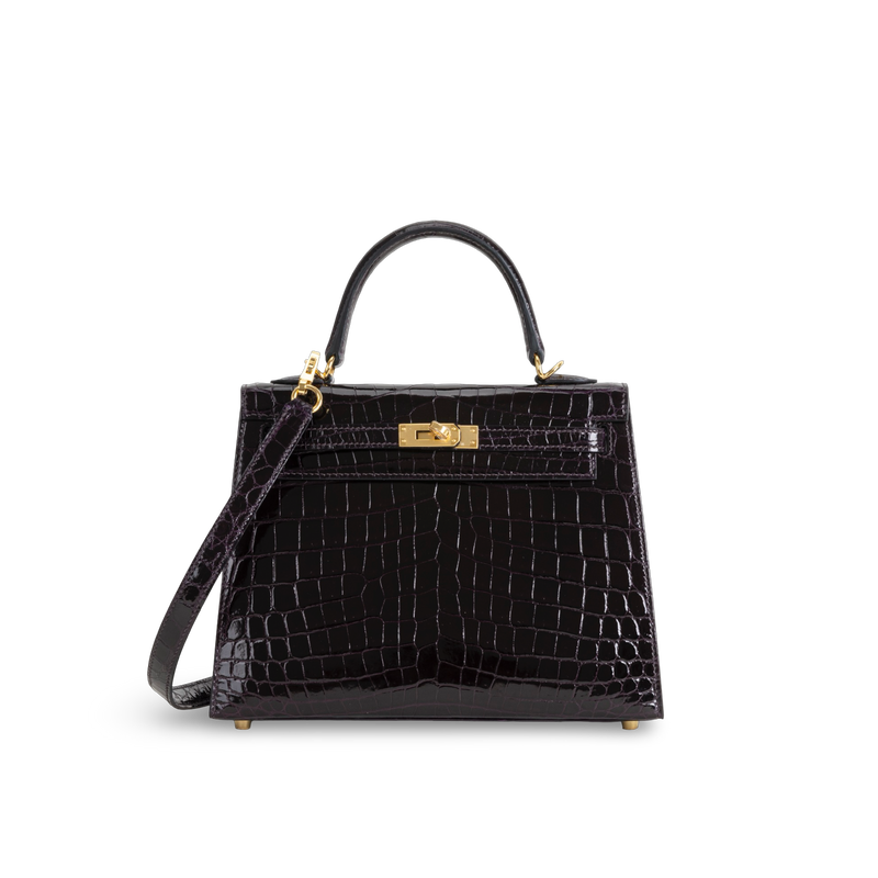 KELLY 25 SHINY (LISSE) NILOTICUS CROCODILE LEATHER CASSIS WITH GOLD HARDWARE (GHW)