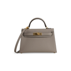 MINI KELLY II (20) EPSOM LEATHER GRIS ASPHALTE WITH GOLD HARDWARE (GHW)
