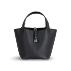 PICOTIN 22 LOCK CLEMENCE LEATHER NOIR (BLACK) WITH PALLADIUM HARDWARE (PHW)