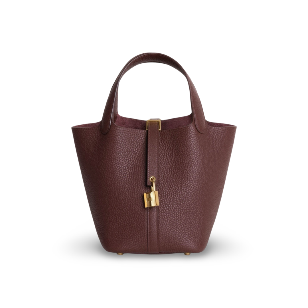 PICOTIN 18 LOCK CLEMENCE LEATHER ROUGE SELLIER WITH GOLD HARDWARE (GHW)