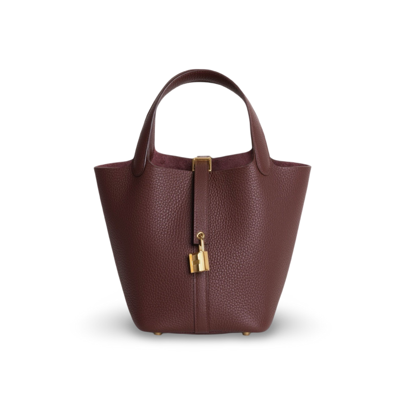 PICOTIN 18 LOCK CLEMENCE LEATHER ROUGE SELLIER WITH GOLD HARDWARE (GHW)