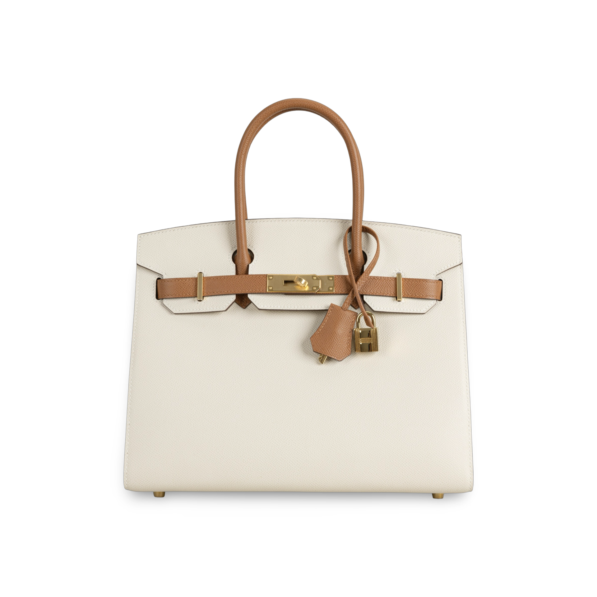 BIRKIN 30 (SELLIER SHAPE) EPSOM LEATHER HORSESHOE STAMP (HSS) BI-COLOR GOLD & CRAIE WITH GOLD HARDWARE (GHW)