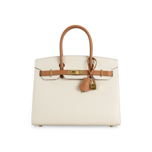 BIRKIN 30 (SELLIER SHAPE) EPSOM LEATHER HORSESHOE STAMP (HSS) BI-COLOR GOLD & CRAIE WITH GOLD HARDWARE (GHW)