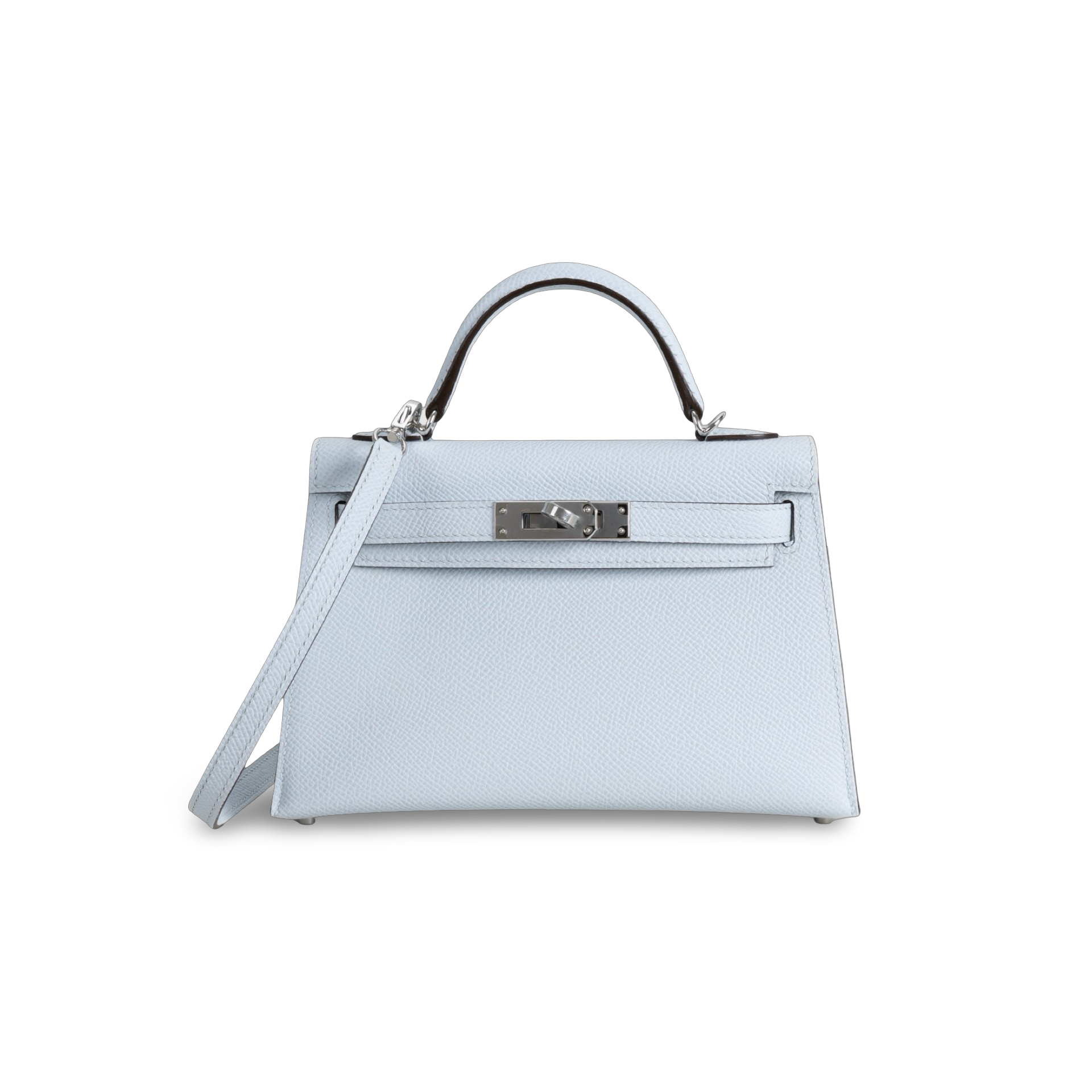 MINI KELLY II (20) EPSOM LEATHER BLEU AZUR WITH PALLADIUM HARDWARE (PHW)
