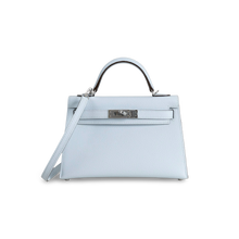 MINI KELLY II (20) EPSOM LEATHER BLEU AZUR WITH PALLADIUM HARDWARE (PHW)