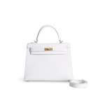 KELLY 25 EPSOM LEATHER WHITE WITH GOLD HARDWARE (GHW)
