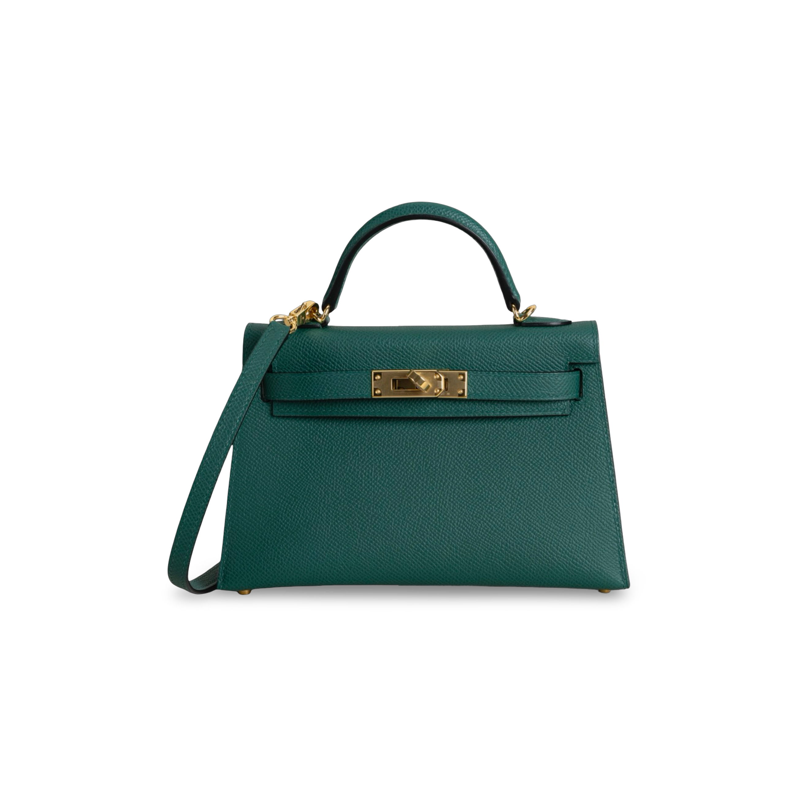 MINI KELLY II (20) EPSOM LEATHER MALACHITE WITH GOLD HARDWARE (GHW)