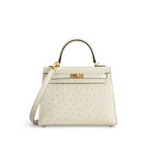 KELLY 25 OSTRICH LEATHER PARCHEMIN WITH GOLD HARDWARE (GHW)