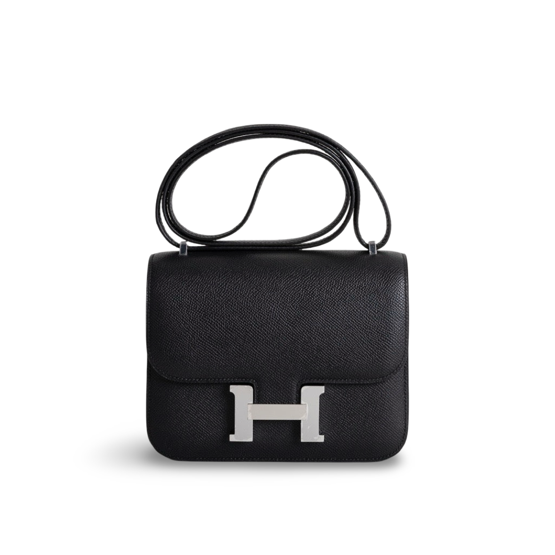CONSTANCE 18 (MINI) EPSOM LEATHER NOIR (BLACK) WITH PALLADIUM HARDWARE (PHW)