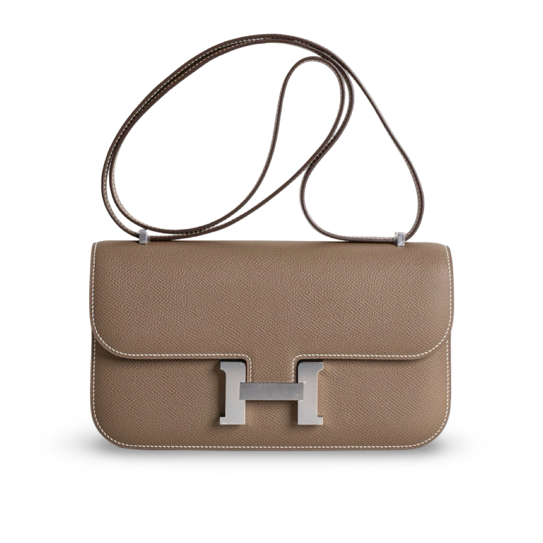 CONSTANCE 24 ELAN EPSOM LEATHER ETOUPE WITH PALLADIUM HARDWARE (PHW)