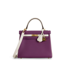 KELLY 25 TOGO LEATHER HORSESHOE STAMP (HSS) BI-COLOR ANEMONE & CRAIE WITH GOLD HARDWARE (GHW)