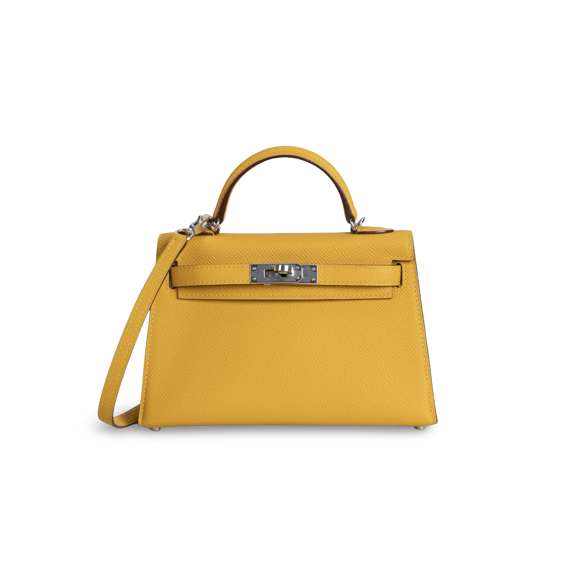 MINI KELLY II (20) EPSOM LEATHER JAUNE AMBRE WITH PALLADIUM HARDWARE (PHW)