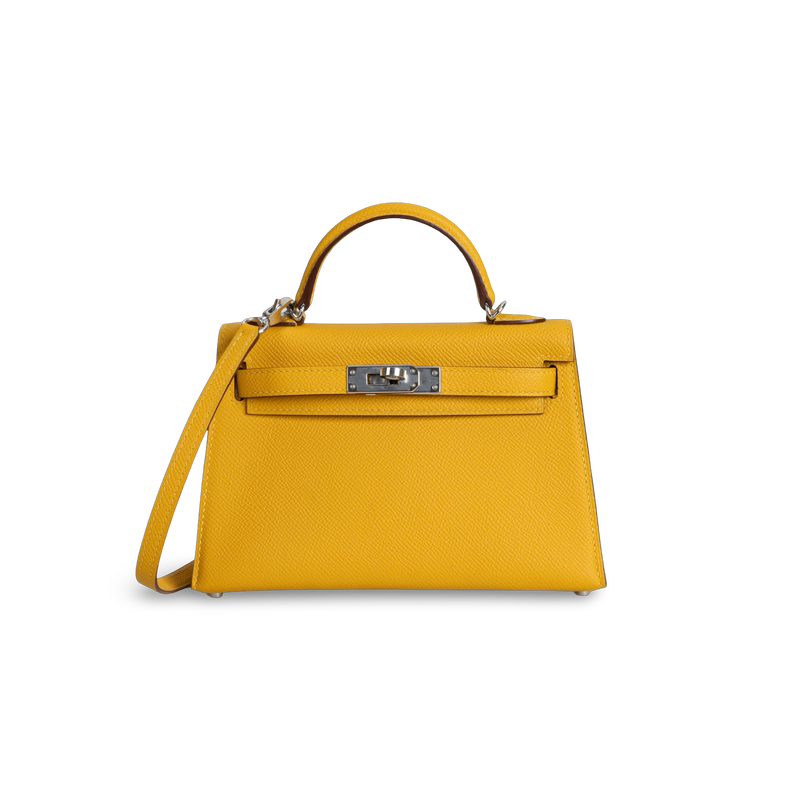 MINI KELLY II (20) EPSOM LEATHER JAUNE AMBRE WITH PALLADIUM HARDWARE (PHW)