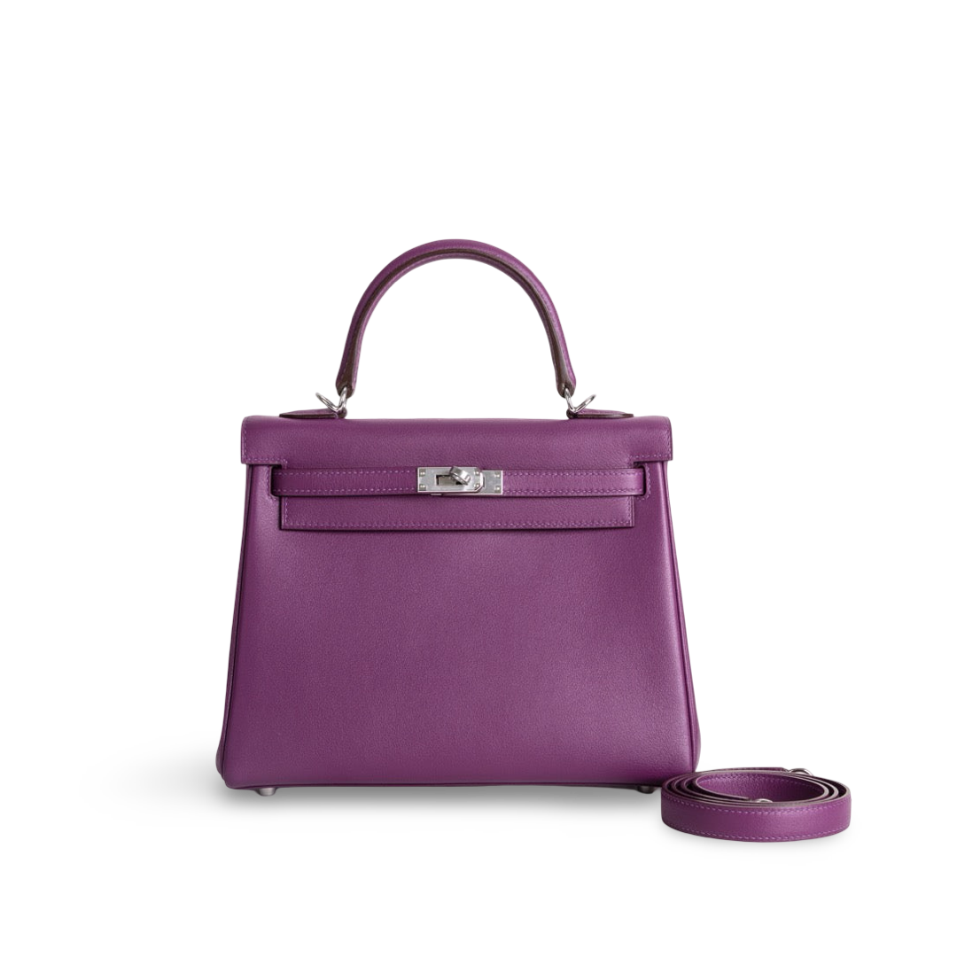 KELLY 25 SWIFT LEATHER ANEMONE WITH PALLADIUM HARDWARE (PHW)