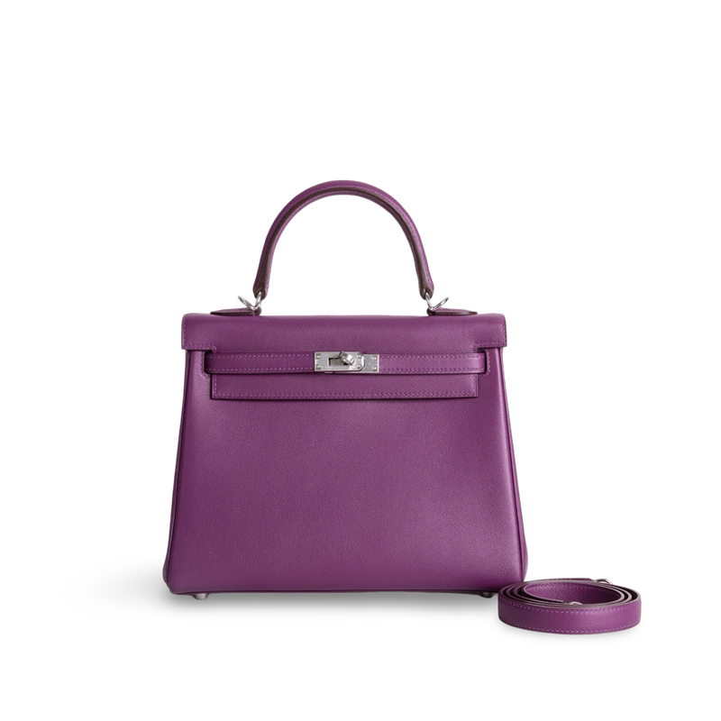 KELLY 25 SWIFT LEATHER ANEMONE WITH PALLADIUM HARDWARE (PHW)