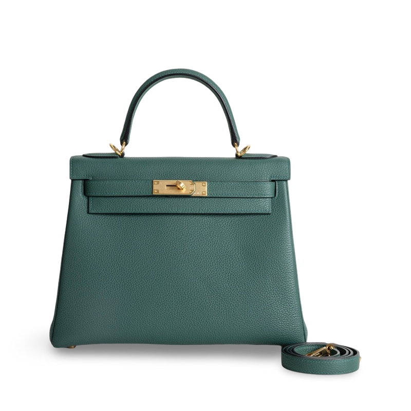 KELLY 28 TOGO LEATHER MALACHITE WITH GOLD HARDWARE (GHW)