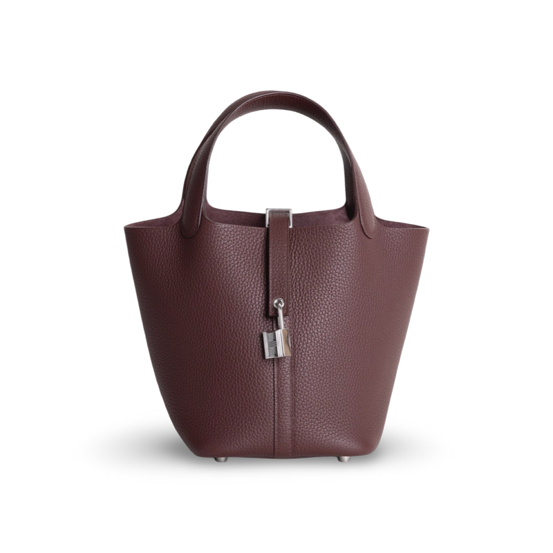 PICOTIN 18 LOCK CLEMENCE LEATHER ROUGE SELLIER WITH PALLADIUM HARDWARE (PHW)
