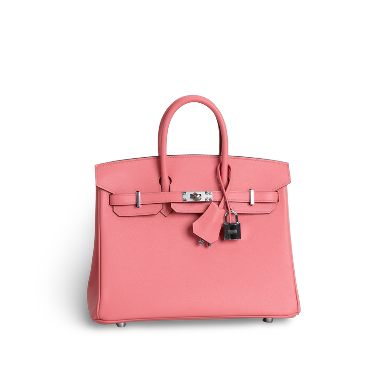 BIRKIN 25 SWIFT LEATHER ROSE AZALEE WITH PALLADIUM HARDWARE (PHW)