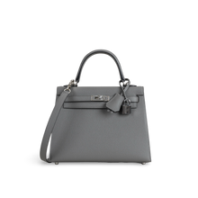 KELLY 25 EPSOM LEATHER GRIS MEYER WITH PALLADIUM HARDWARE (PHW)