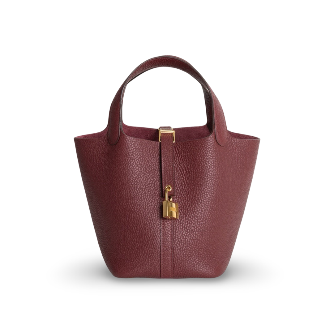 PICOTIN 18 LOCK CLEMENCE LEATHER ROUGE H WITH GOLD HARDWARE (GHW)