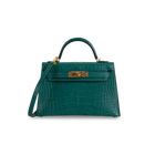 MINI KELLY II (20) MATTE MISSISSIPPIENSIS ALLIGATOR LEATHER MALACHITE WITH GOLD HARDWARE (GHW)