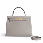 KELLY 28 EPSOM LEATHER GRIS ASPHALTE WITH GOLD HARDWARE (GHW)