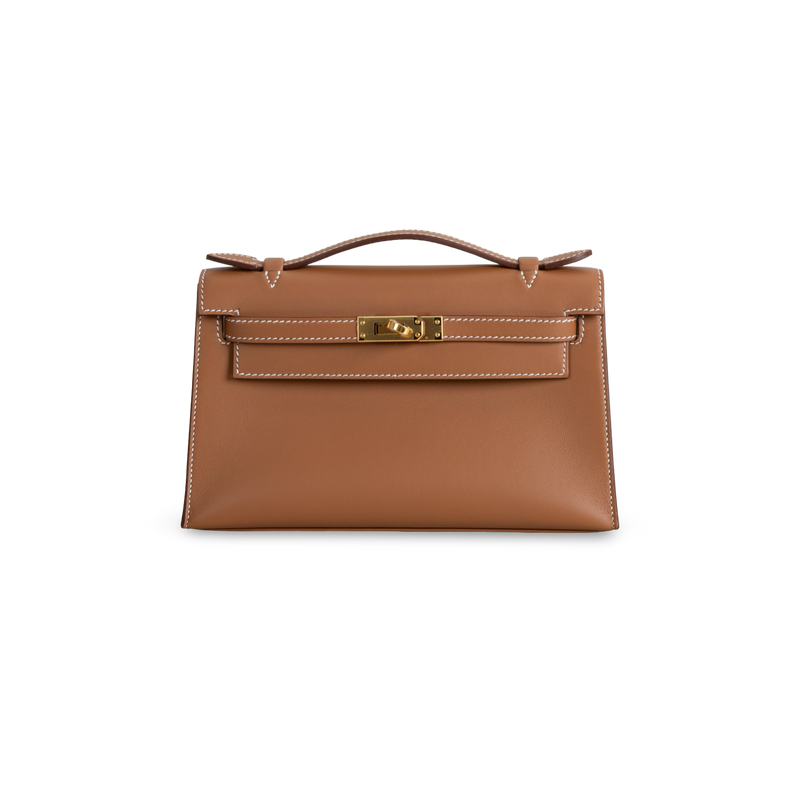 KELLY POCHETTE SWIFT LEATHER GOLD WITH GOLD HARDWARE (GHW)