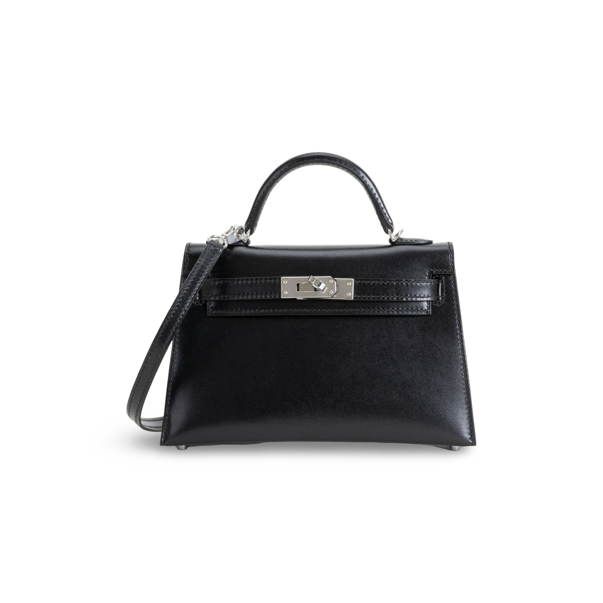 MINI KELLY II (20) BLACK BOX CALF LEATHER WITH PALLADIUM HARDWARE (PHW)