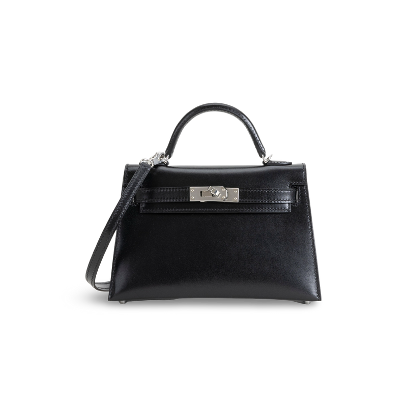 MINI KELLY II (20) BLACK BOX CALF LEATHER WITH PALLADIUM HARDWARE (PHW)
